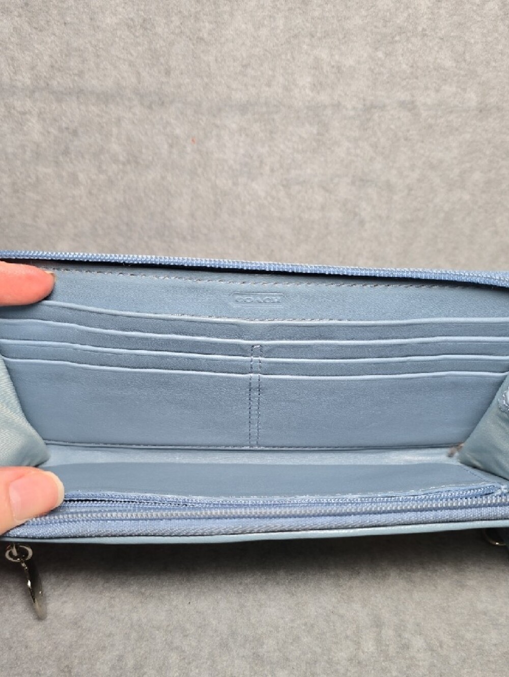 Coach Optic Butterfly  Multicolor Signature Long Wallet/Wristlet Blue Trim - Picture 5 of 14